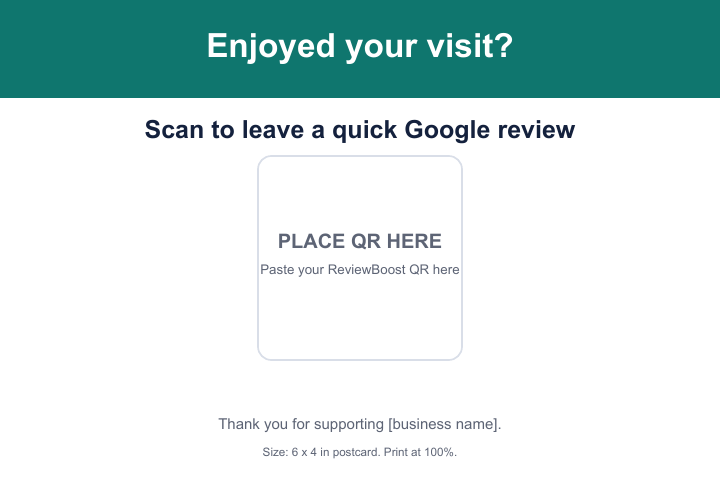 Print-ready Google review card suitable for an agency client