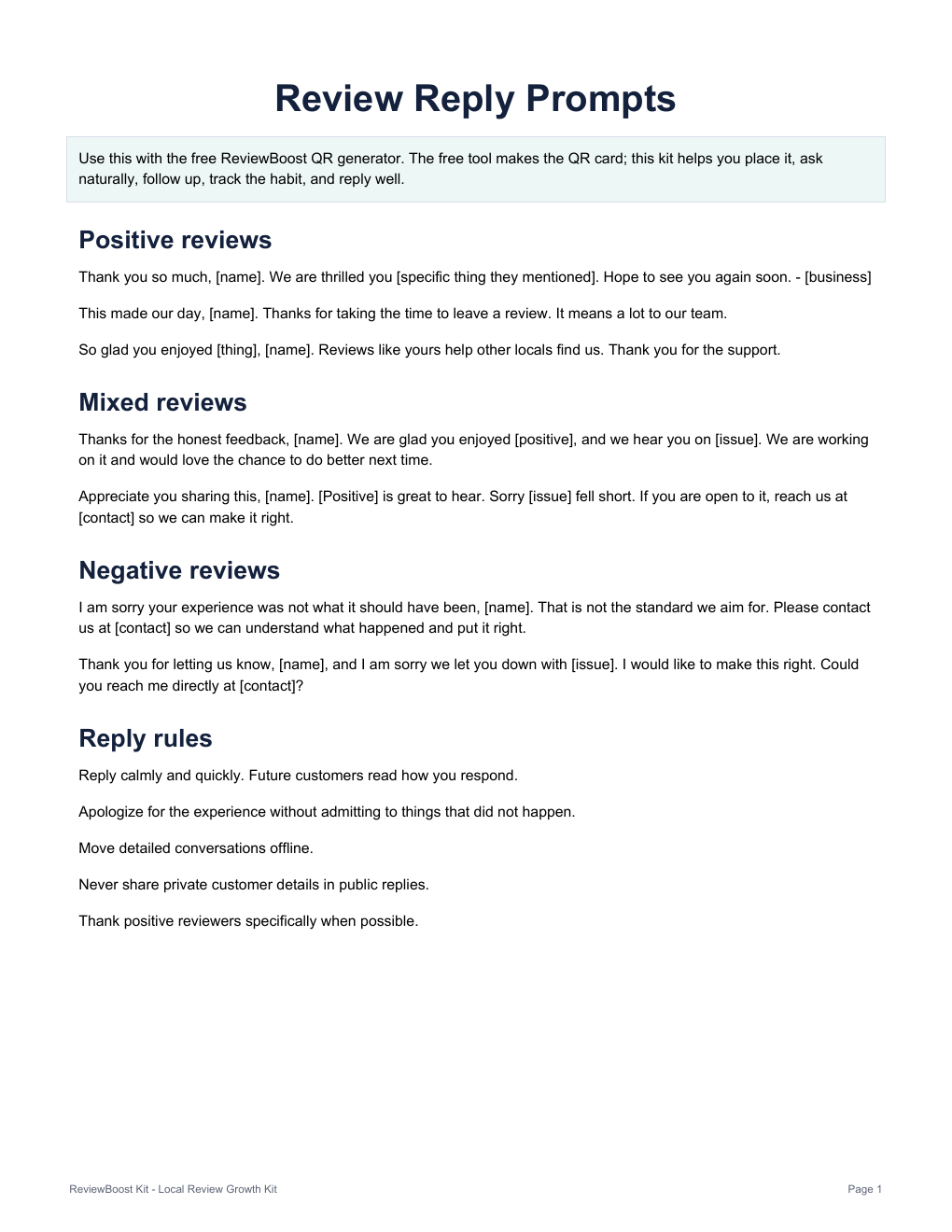 Actual review reply prompts document included in the kit